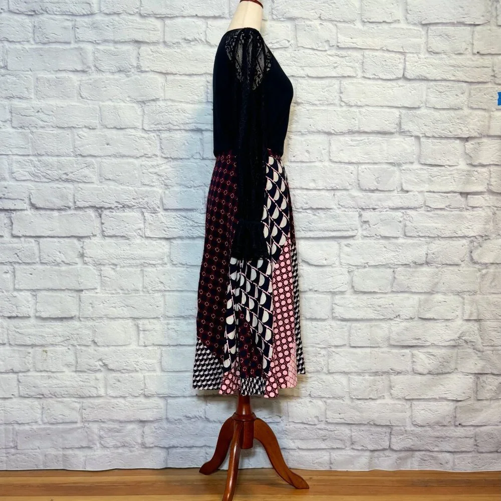HD in Paris Marilyn Polka Dot Patchwork Print Midi Skirt - Picture 7 of 9
